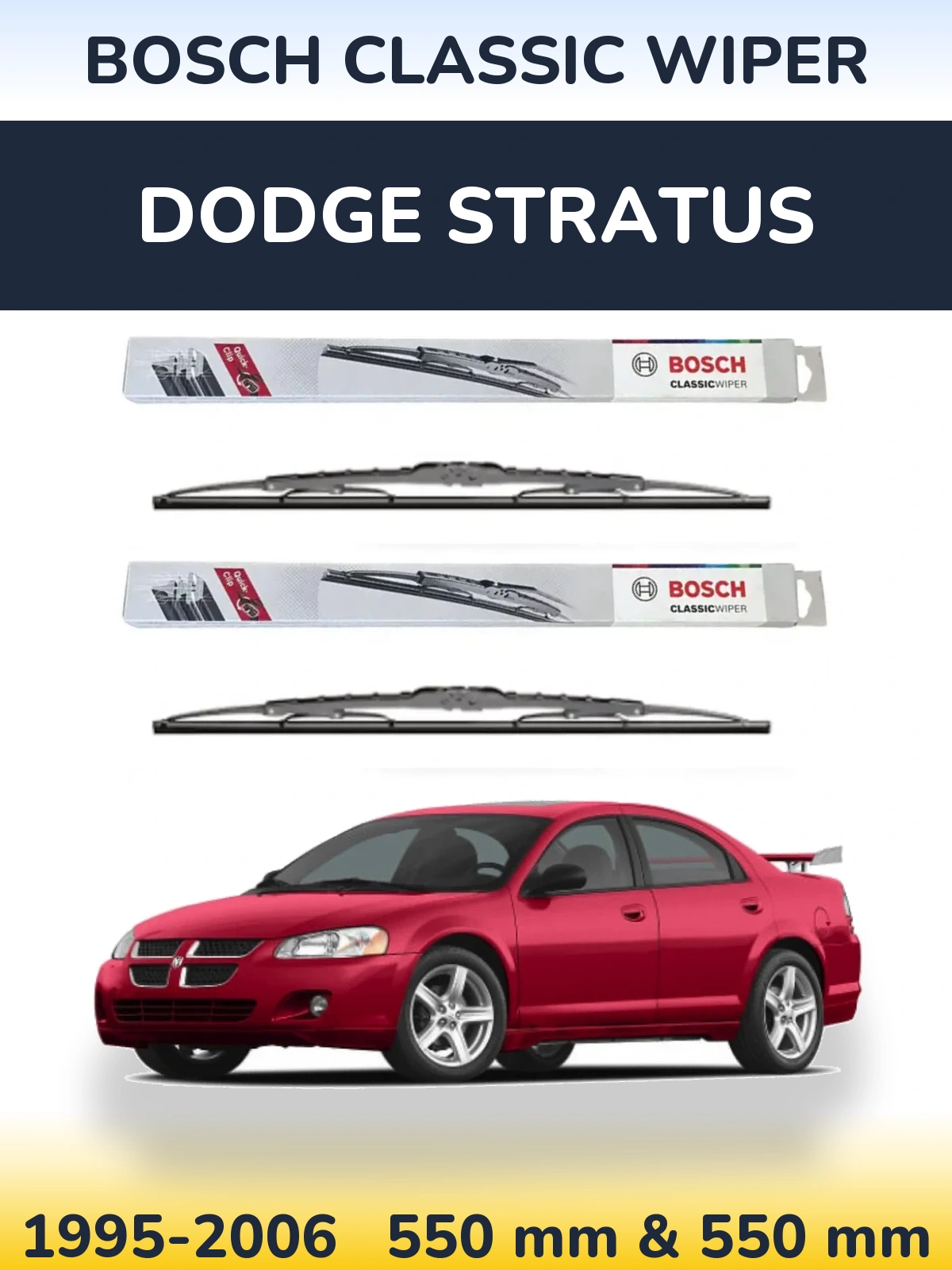 Sada předních stěračů BOSCH Classic Wiper 550 a 550 mm pro Dodge Stratus 1995-2006