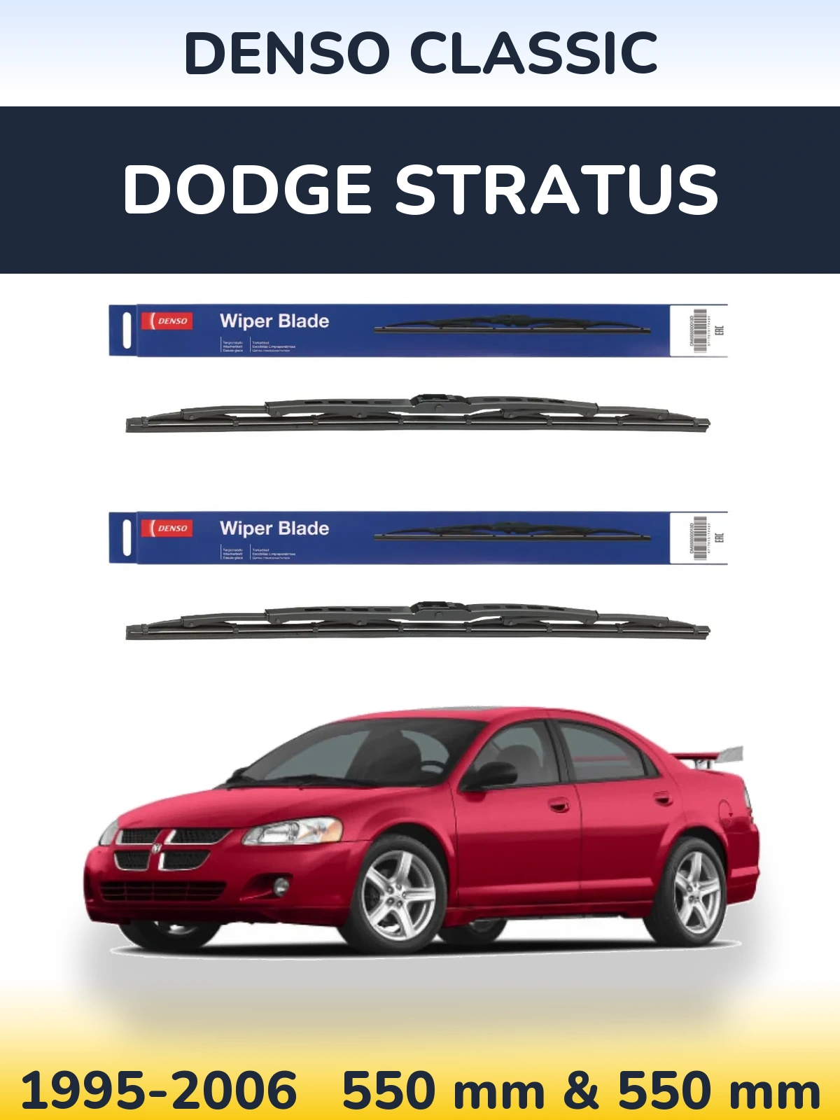 Sada předních stěračů Denso Classic 550 a 550 mm pro Dodge Stratus 1995-2006