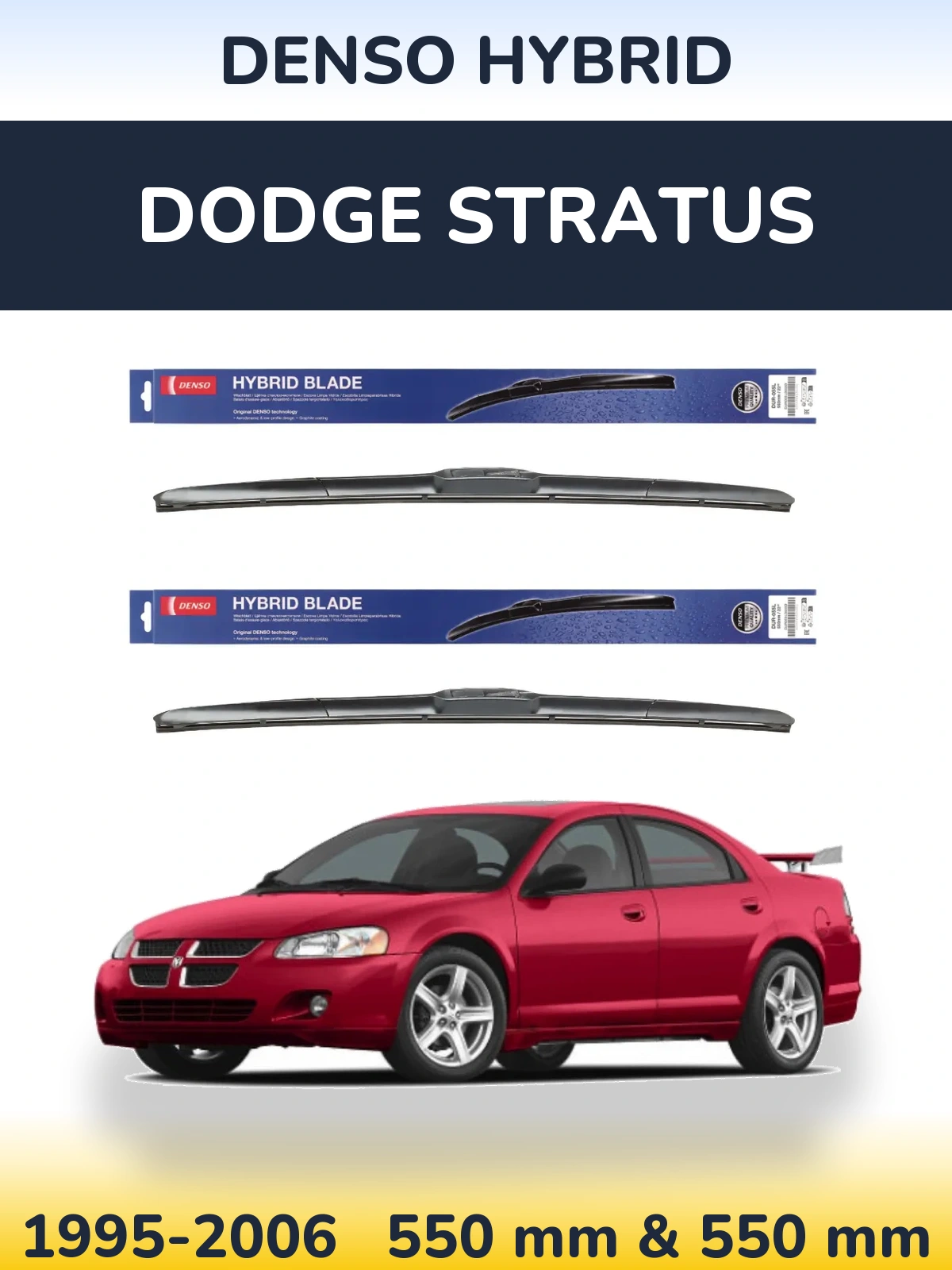 Sada předních stěračů Denso Hybrid 550 a 550 mm pro Dodge Stratus 1995-2006