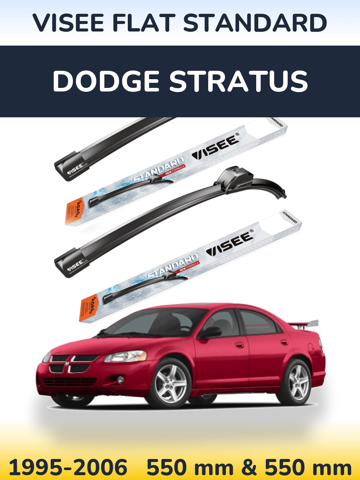 Sada předních stěračů VISEE FLAT STANDARD 550 a 550 mm pro Dodge Stratus 1995-2006