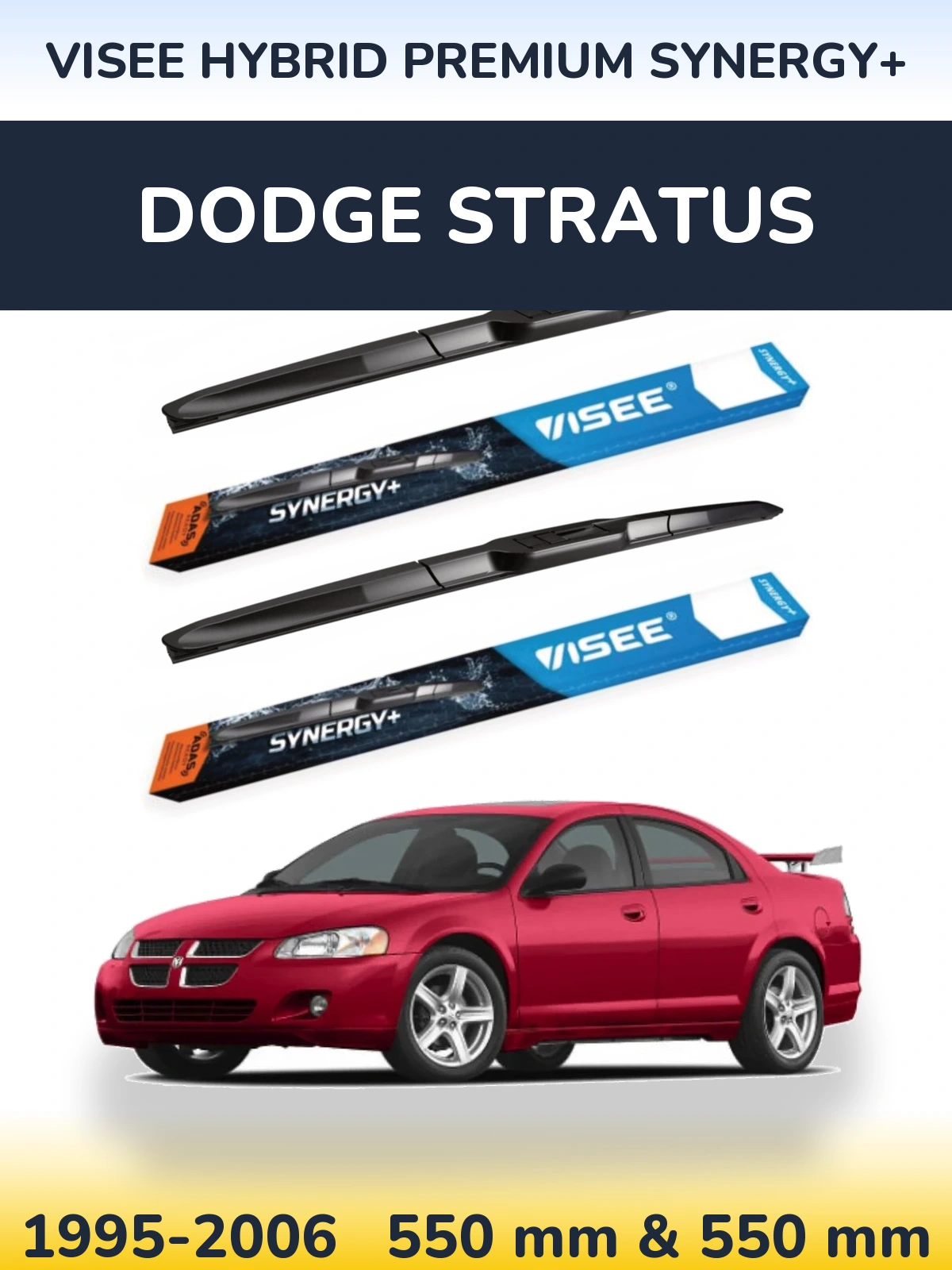 Sada předních stěračů VISEE HYBRID PREMIUM SYNERGY+ 550 a 550 mm pro Dodge Stratus 1995-2006
