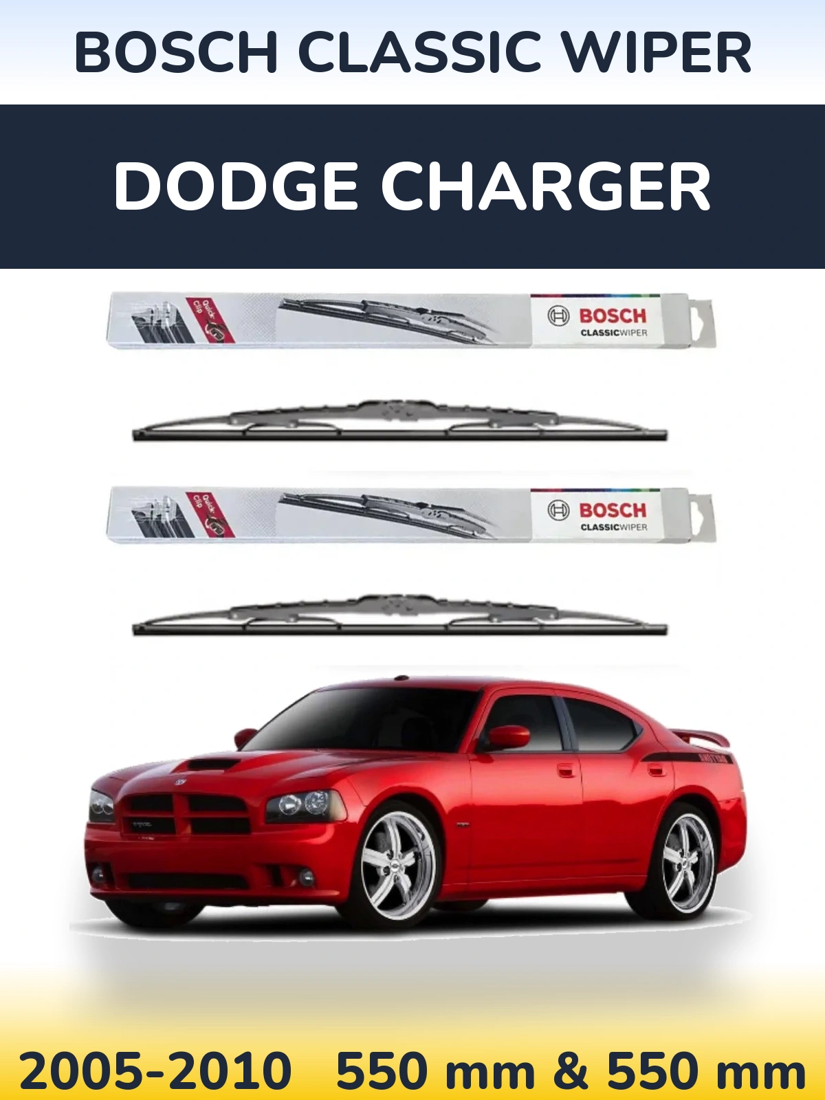 Sada předních stěračů BOSCH Classic Wiper 550 a 550 mm pro Dodge Charger 2005-2010