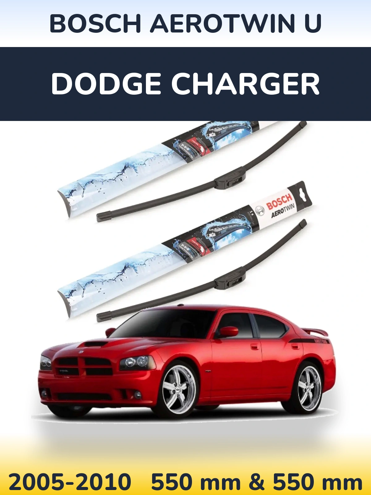 Sada předních stěračů BOSCH AeroTwin U 550 a 550 mm pro Dodge Charger 2005-2010