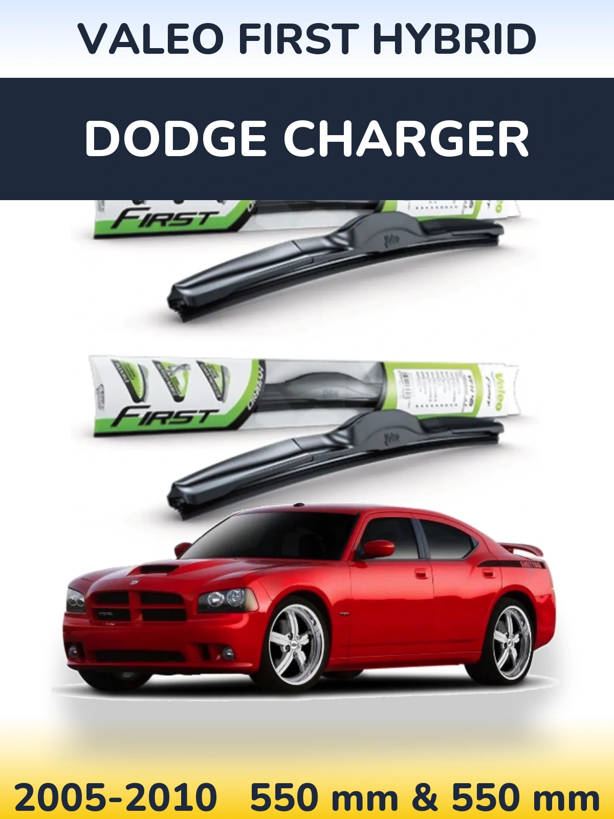 Sada předních stěračů Valeo First Hybrid 550 a 550 mm pro Dodge Charger 2005-2010