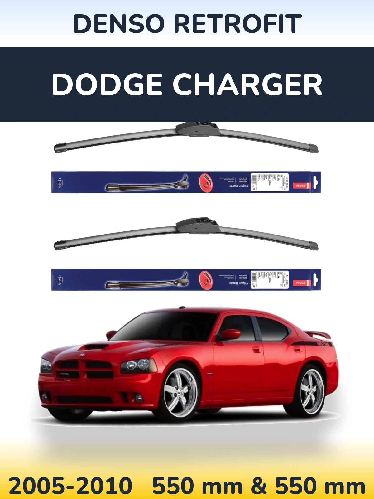 Sada předních stěračů Denso Retrofit 550 a 550 mm pro Dodge Charger 2005-2010