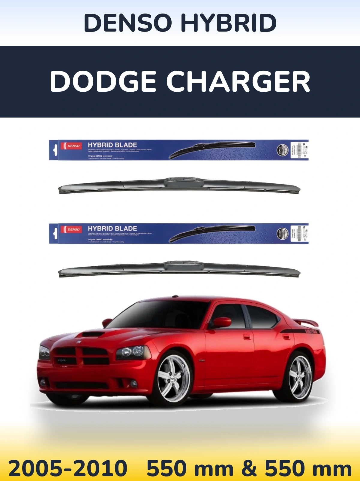 Sada předních stěračů Denso Hybrid 550 a 550 mm pro Dodge Charger 2005-2010