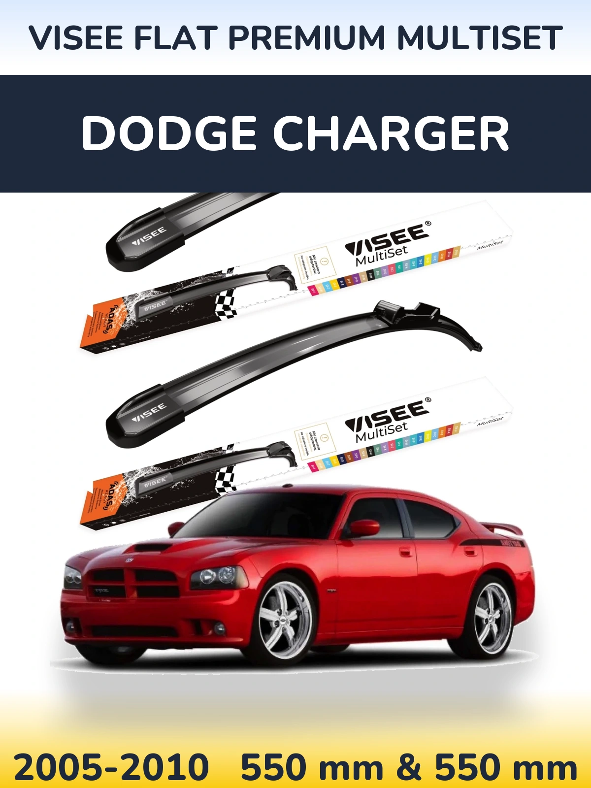 Sada předních stěračů VISEE FLAT PREMIUM MultiSet 550 a 550 mm pro Dodge Charger 2005-2010