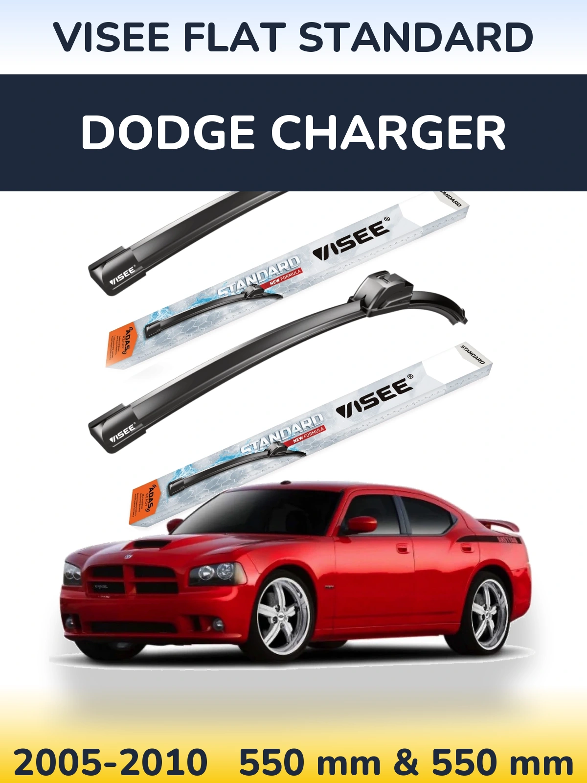Sada předních stěračů VISEE FLAT STANDARD 550 a 550 mm pro Dodge Charger 2005-2010