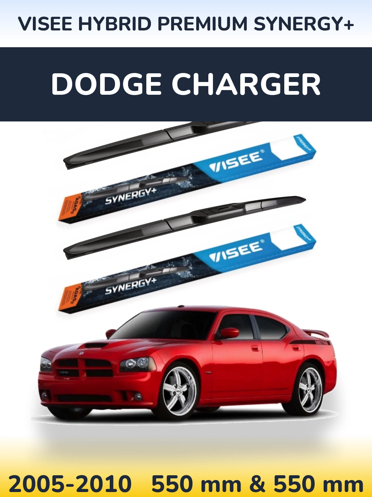 Комплект передніх щіток VISEE HYBRID PREMIUM SYNERGY+ 550 & 550 мм для Dodge Charger 2005-2010