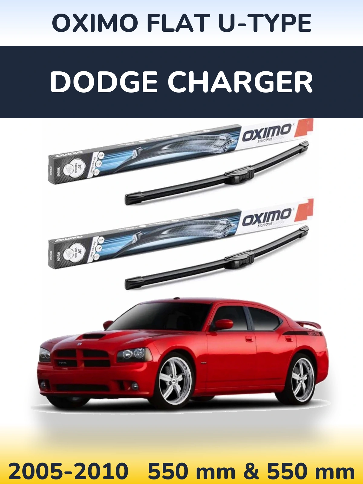 Sada předních stěračů Oximo Flat U-type 550 a 550 mm pro Dodge Charger 2005-2010