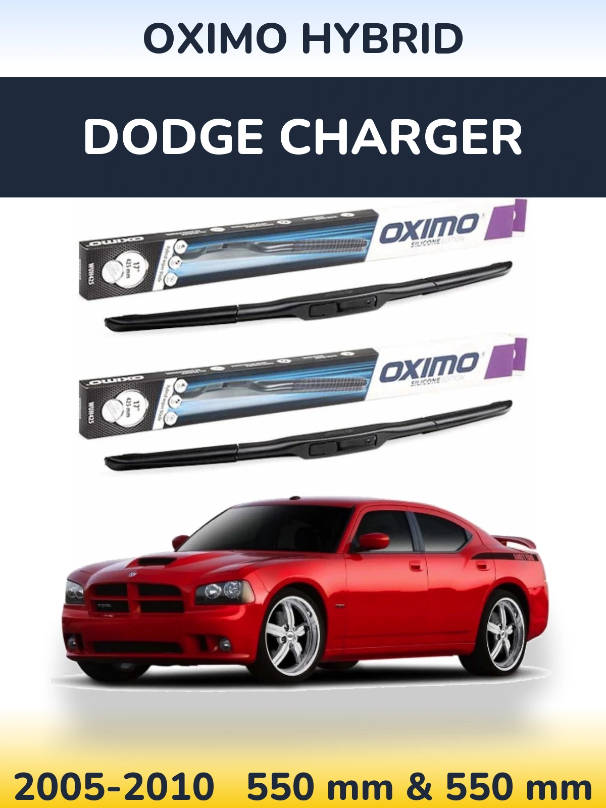 Sada předních stěračů Oximo Hybrid 550 a 550 mm pro Dodge Charger 2005-2010