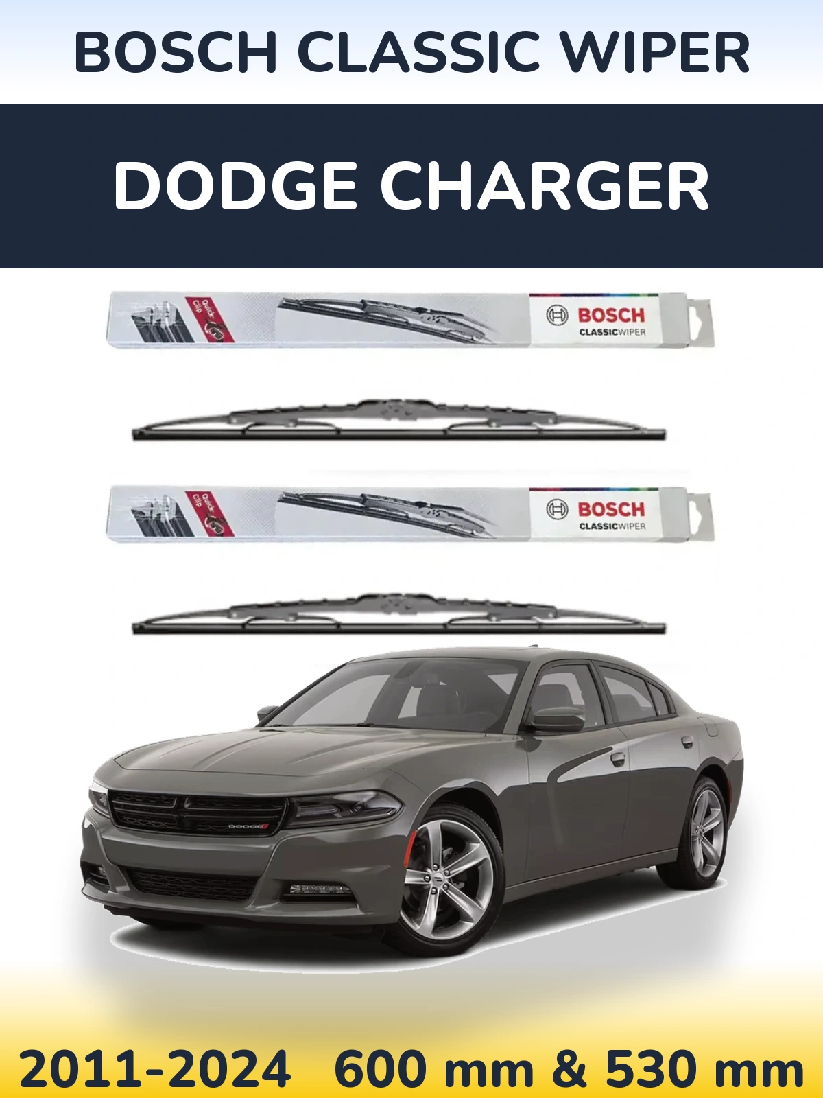 Sada předních stěračů BOSCH Classic Wiper 600 a 530 mm pro Dodge Charger 2011-2024