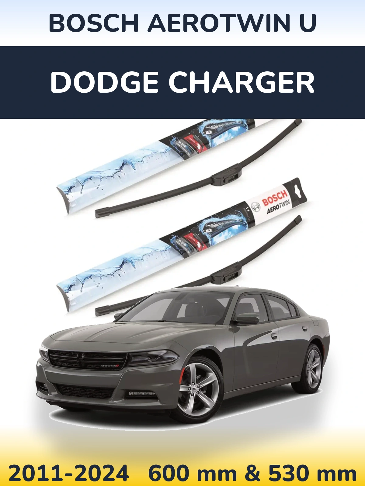 Sada předních stěračů BOSCH AeroTwin U 600 a 530 mm pro Dodge Charger 2011-2024