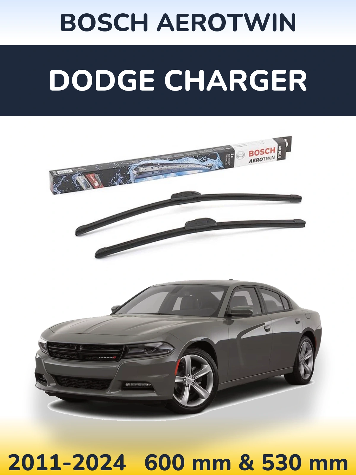 Sada předních stěračů BOSCH AeroTwin 600 a 530 mm pro Dodge Charger 2011-2024