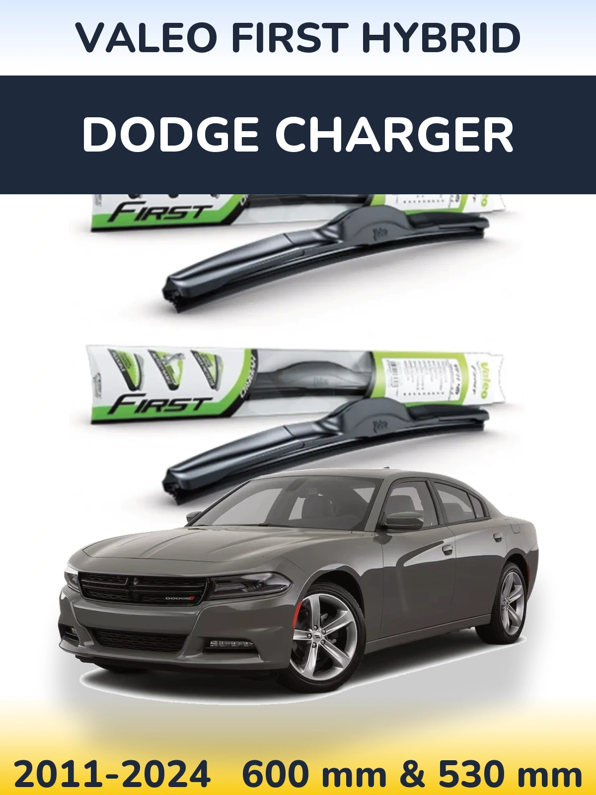 Sada předních stěračů Valeo First Hybrid 600 a 530 mm pro Dodge Charger 2011-2024
