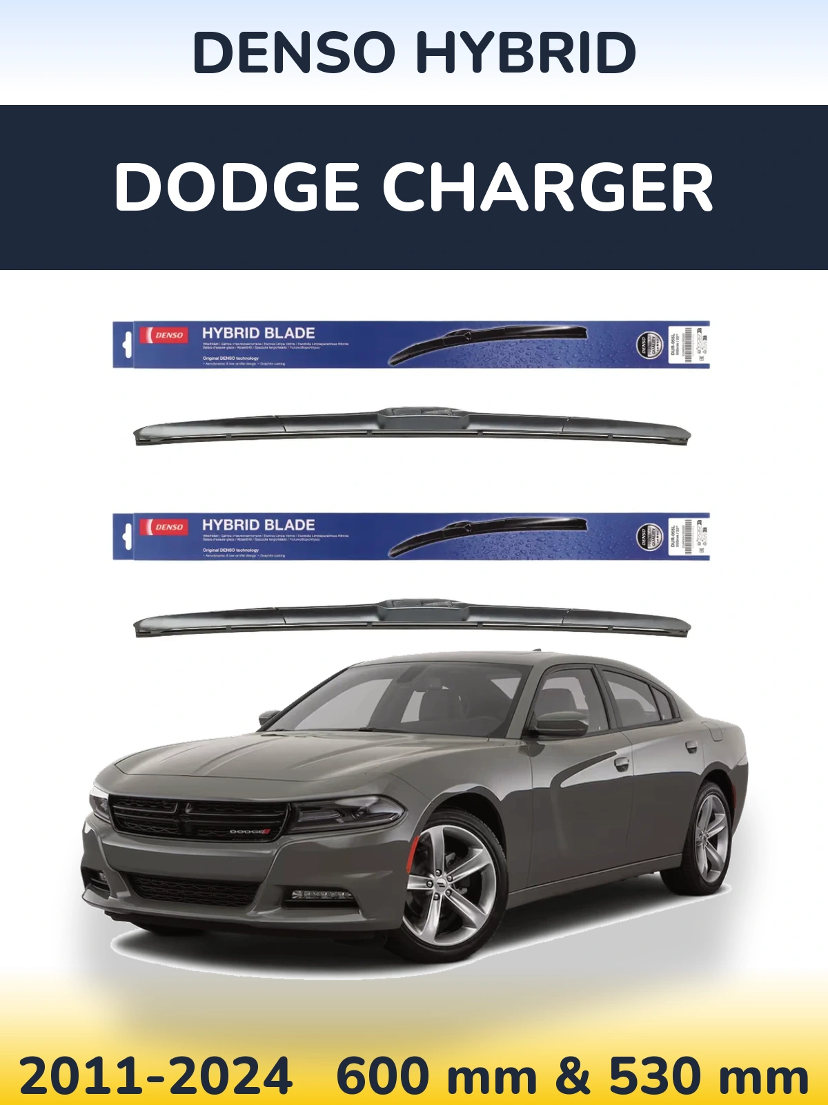 Sada předních stěračů Denso Hybrid 600 a 530 mm pro Dodge Charger 2011-2024