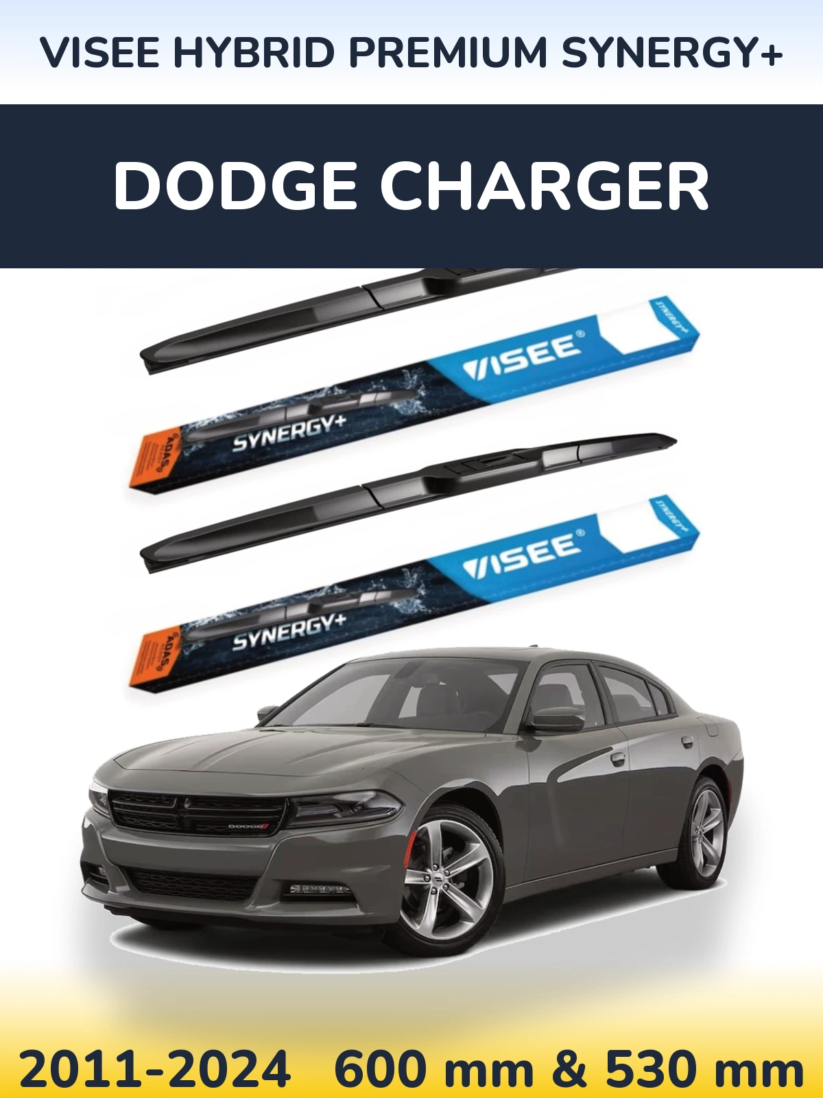 Sada předních stěračů VISEE HYBRID PREMIUM SYNERGY+ 600 a 530 mm pro Dodge Charger 2011-2024