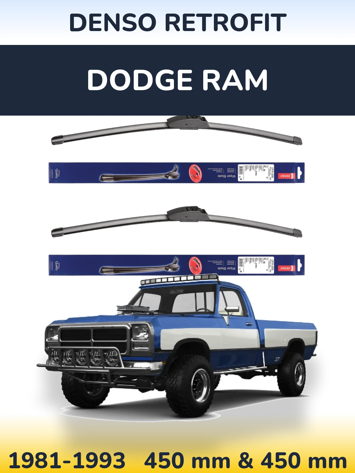 Комплект передніх щіток Denso Retrofit 450 & 450 мм для Dodge RAM 1981-1993