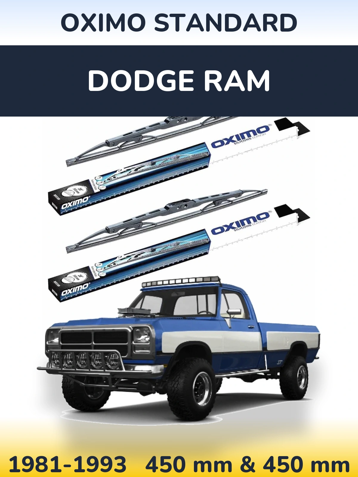 Sada předních stěračů Oximo Standard 450 a 450 mm pro Dodge RAM 1981-1993