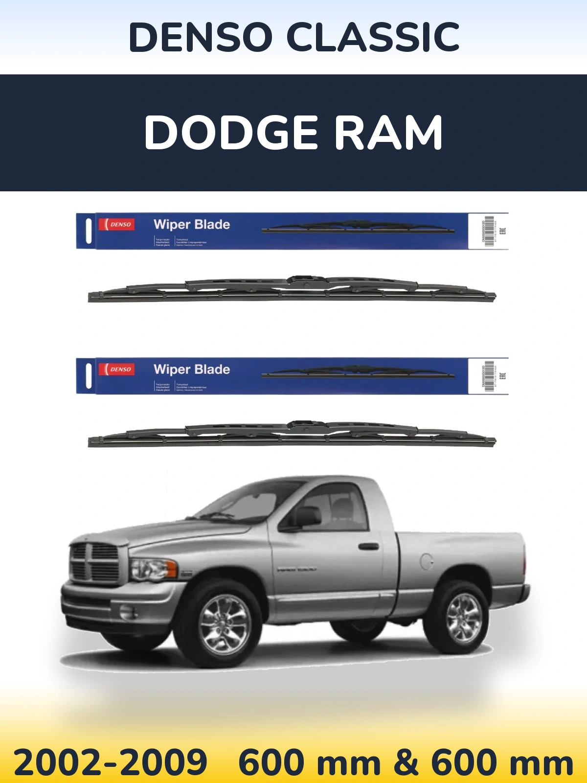 Sada předních stěračů Denso Classic 600 a 600 mm pro Dodge RAM 2002-2009