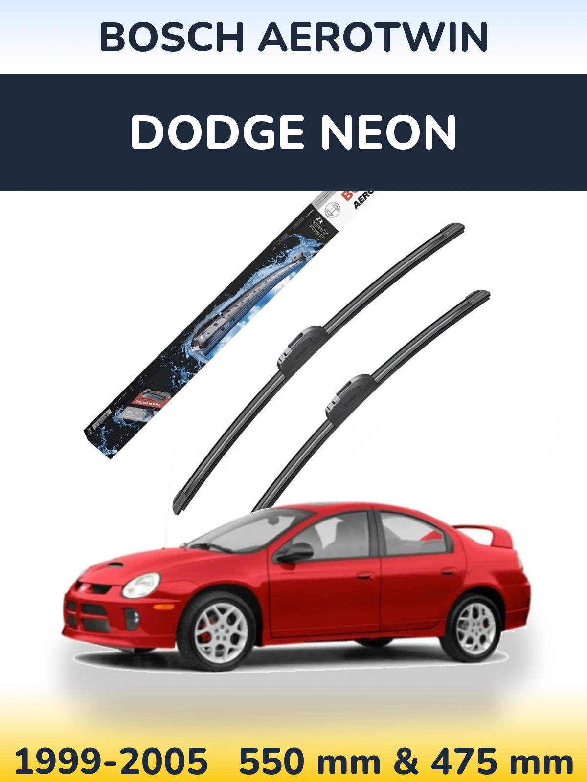Sada předních stěračů BOSCH AeroTwin 550 a 475 mm pro Dodge Neon 1999-2005