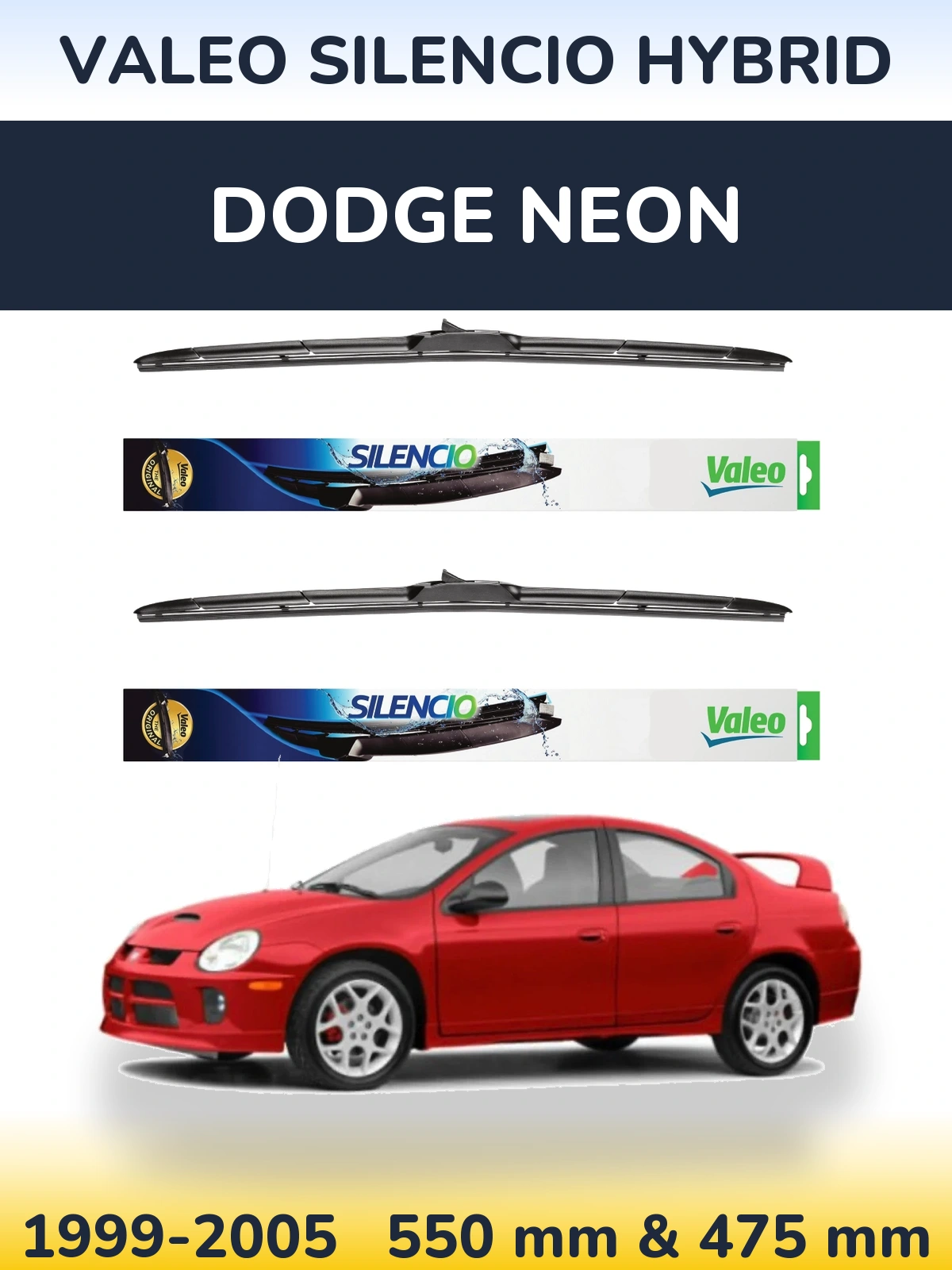 Комплект передніх щіток Valeo Silencio Hybrid 550 & 475 мм для Dodge Neon 1999-2005