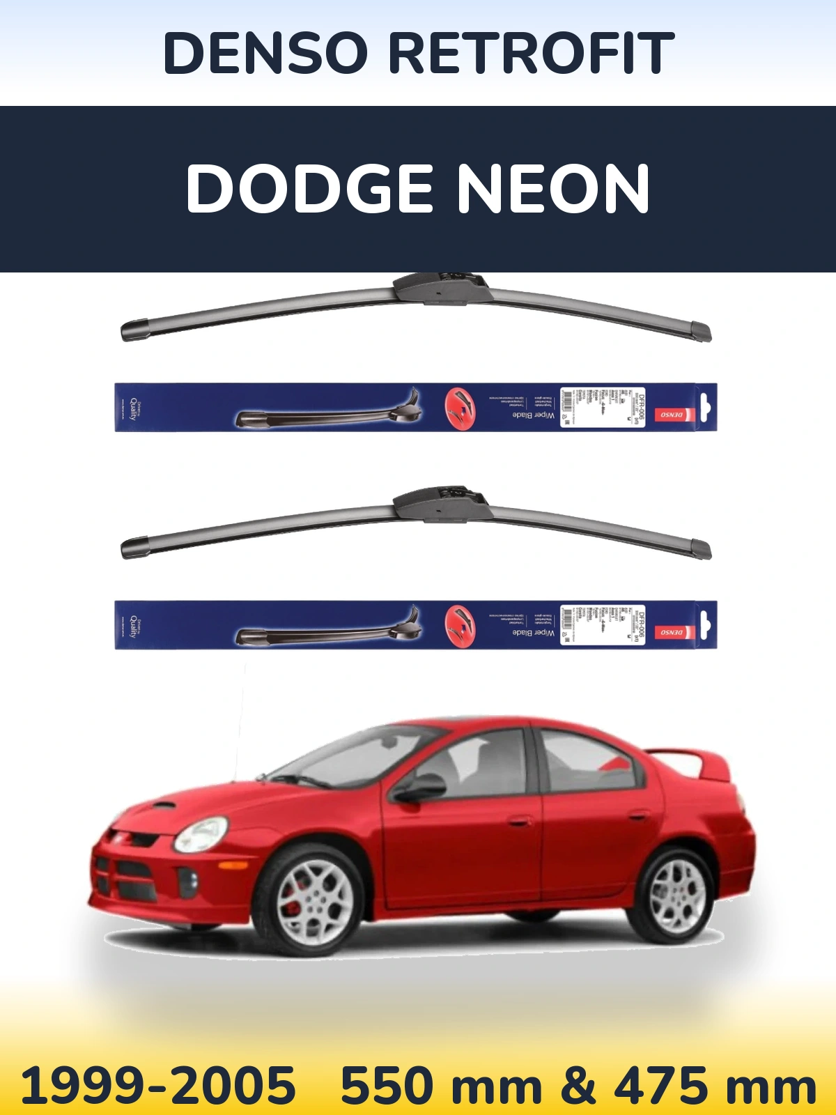 Sada předních stěračů Denso Retrofit 550 a 475 mm pro Dodge Neon 1999-2005