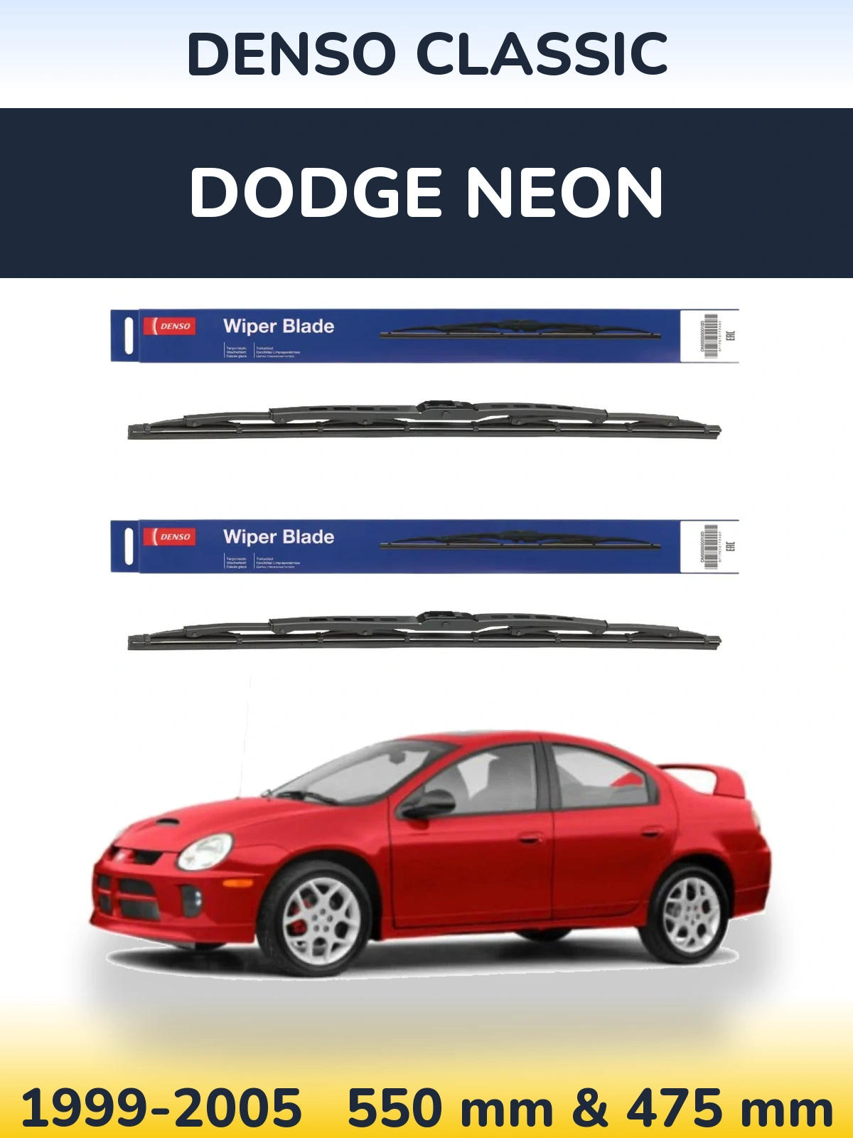 Sada předních stěračů Denso Classic 550 a 475 mm pro Dodge Neon 1999-2005