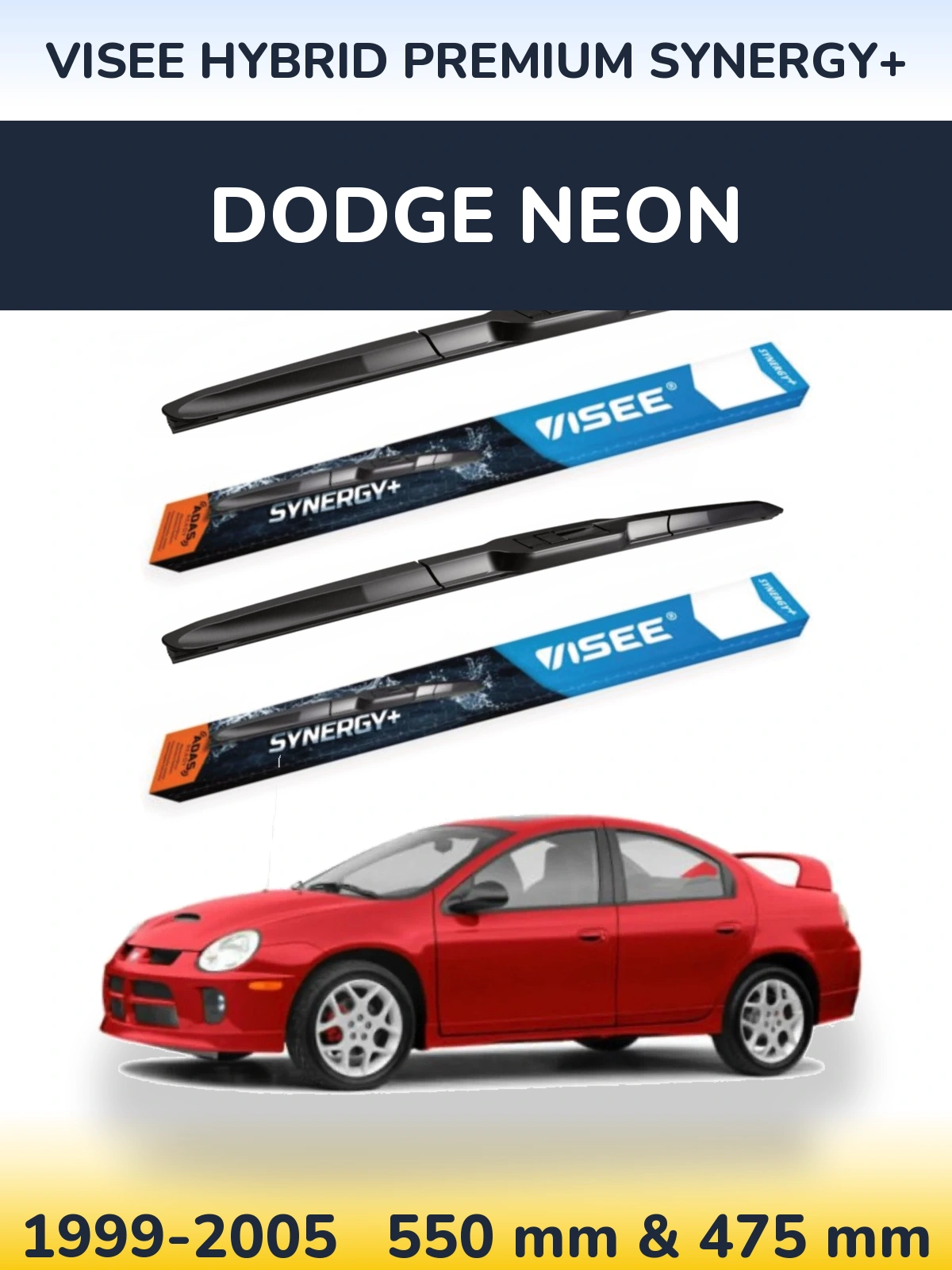 Sada předních stěračů VISEE HYBRID PREMIUM SYNERGY+ 550 a 475 mm pro Dodge Neon 1999-2005