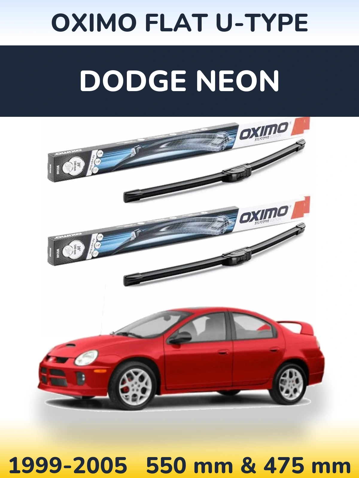 Sada předních stěračů Oximo Flat U-type 550 a 475 mm pro Dodge Neon 1999-2005