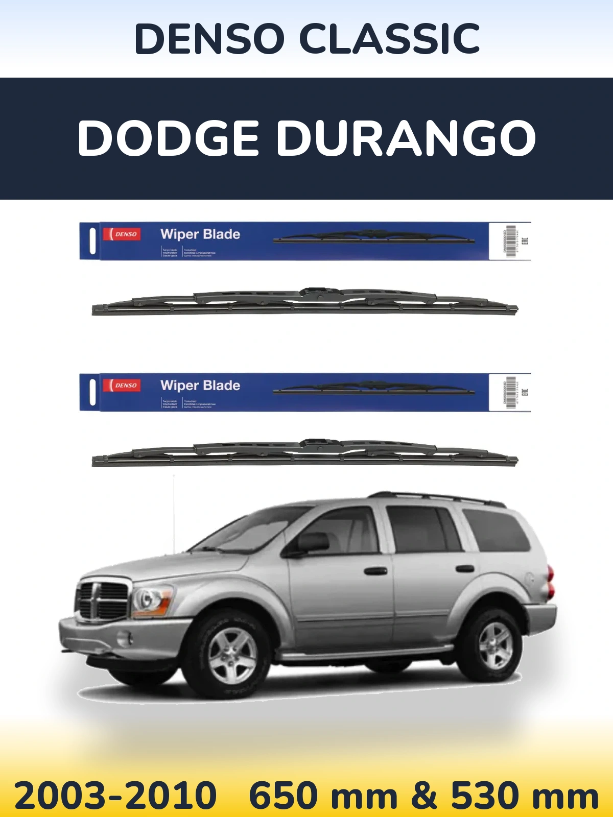 Sada předních stěračů Denso Classic 650 a 530 mm pro Dodge Durango 2003-2010