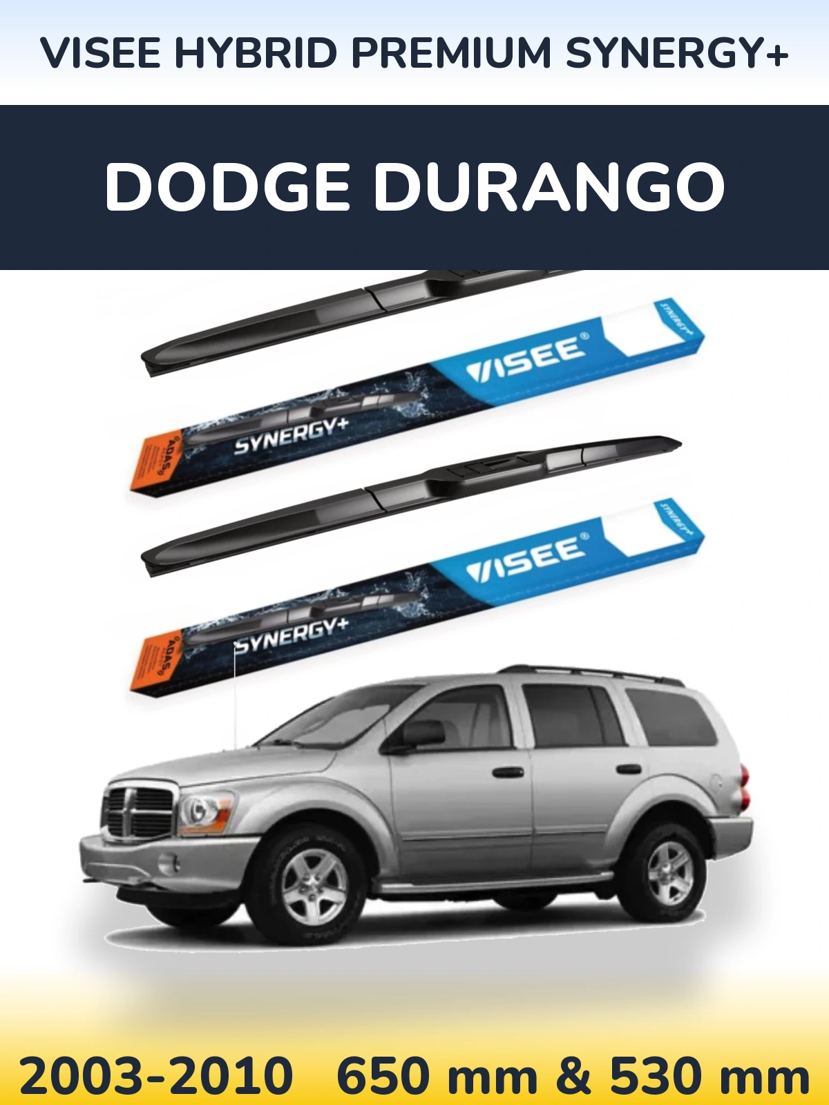 Sada předních stěračů VISEE HYBRID PREMIUM SYNERGY+ 650 a 530 mm pro Dodge Durango 2003-2010