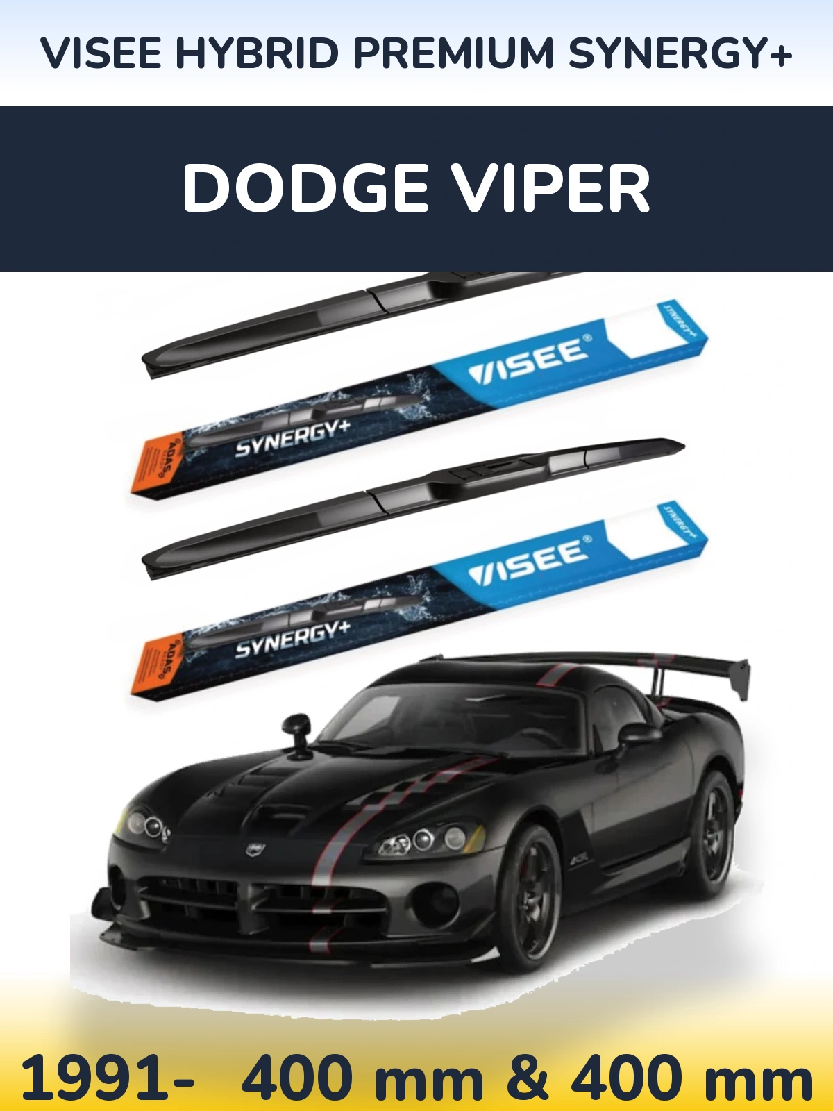 Sada předních stěračů VISEE HYBRID PREMIUM SYNERGY+ 400 a 400 mm pro Dodge Viper 1991-2026