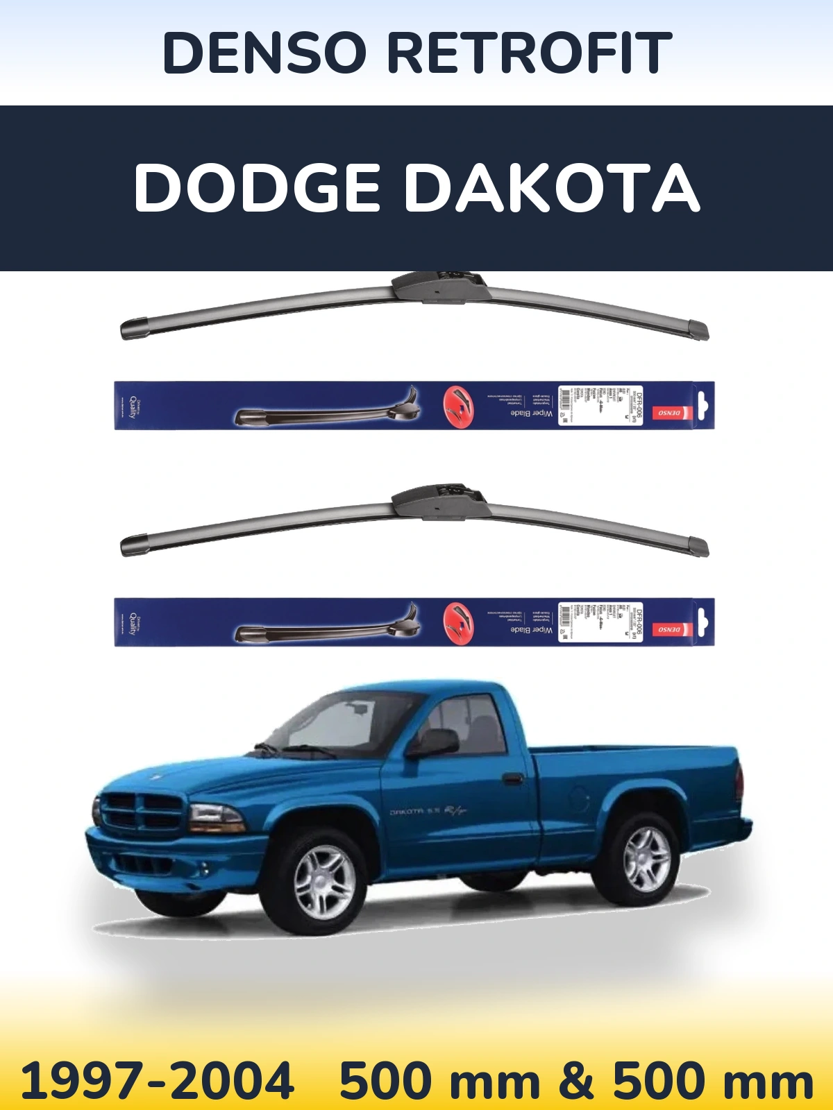 Sada předních stěračů Denso Retrofit 500 a 500 mm pro Dodge Dakota 1997-2004