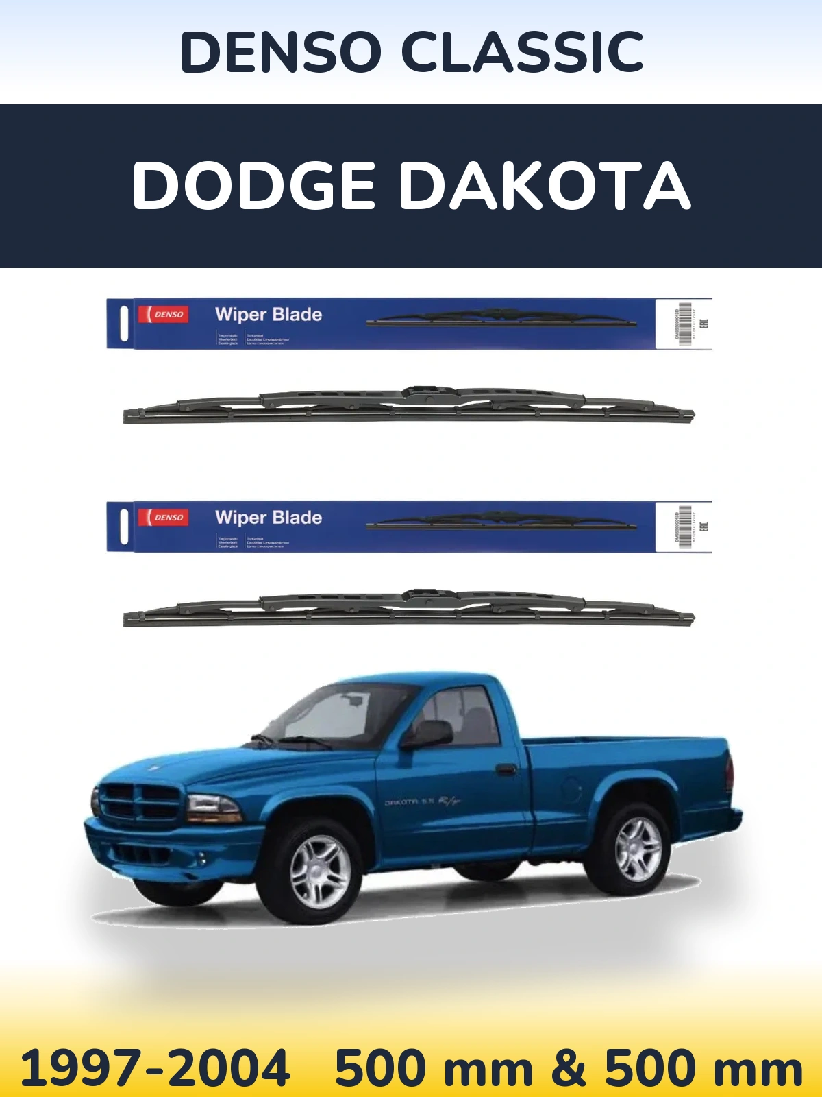 Sada předních stěračů Denso Classic 500 a 500 mm pro Dodge Dakota 1997-2004