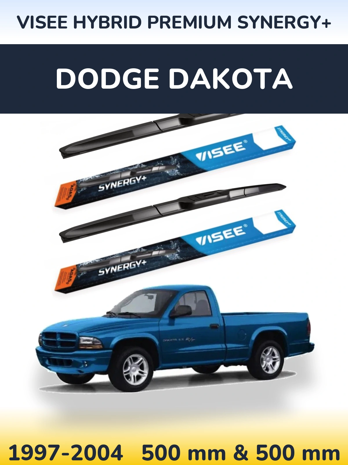 Sada předních stěračů VISEE HYBRID PREMIUM SYNERGY+ 500 a 500 mm pro Dodge Dakota 1997-2004