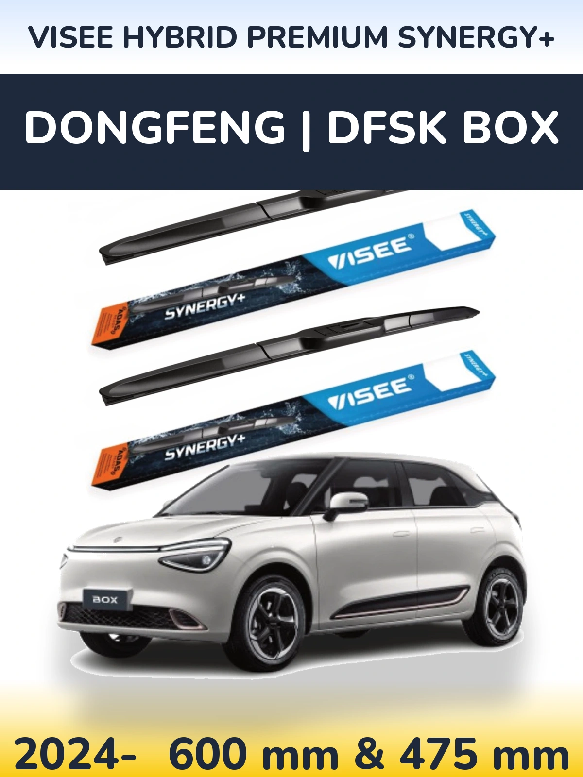 Sada předních stěračů VISEE HYBRID PREMIUM SYNERGY+ 600 a 475 mm pro DongFeng | DFSK Box 2024-2026