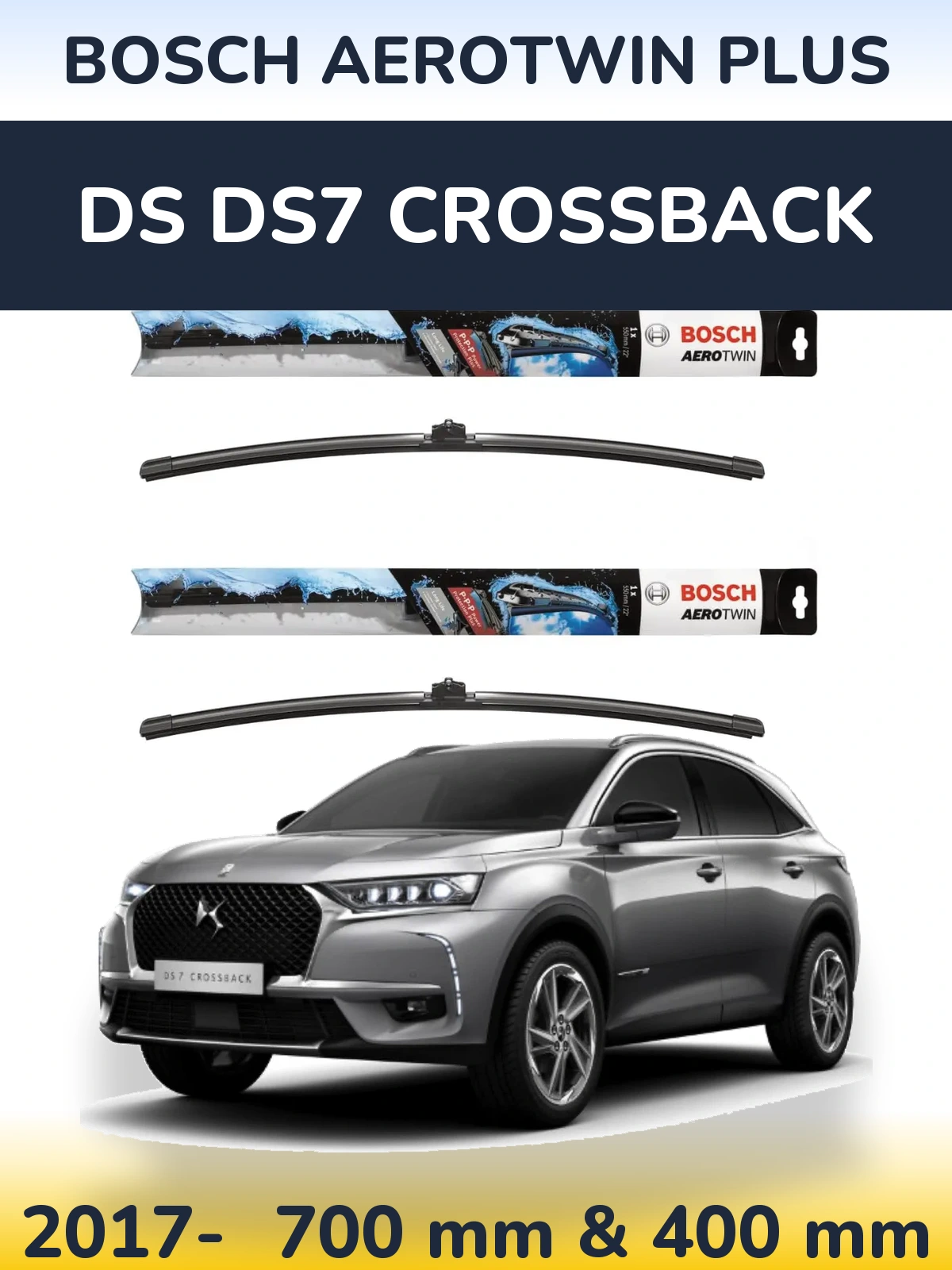 Sada předních stěračů BOSCH AeroTwin Plus 700 a 400 mm pro DS DS7 Crossback 2017-2026