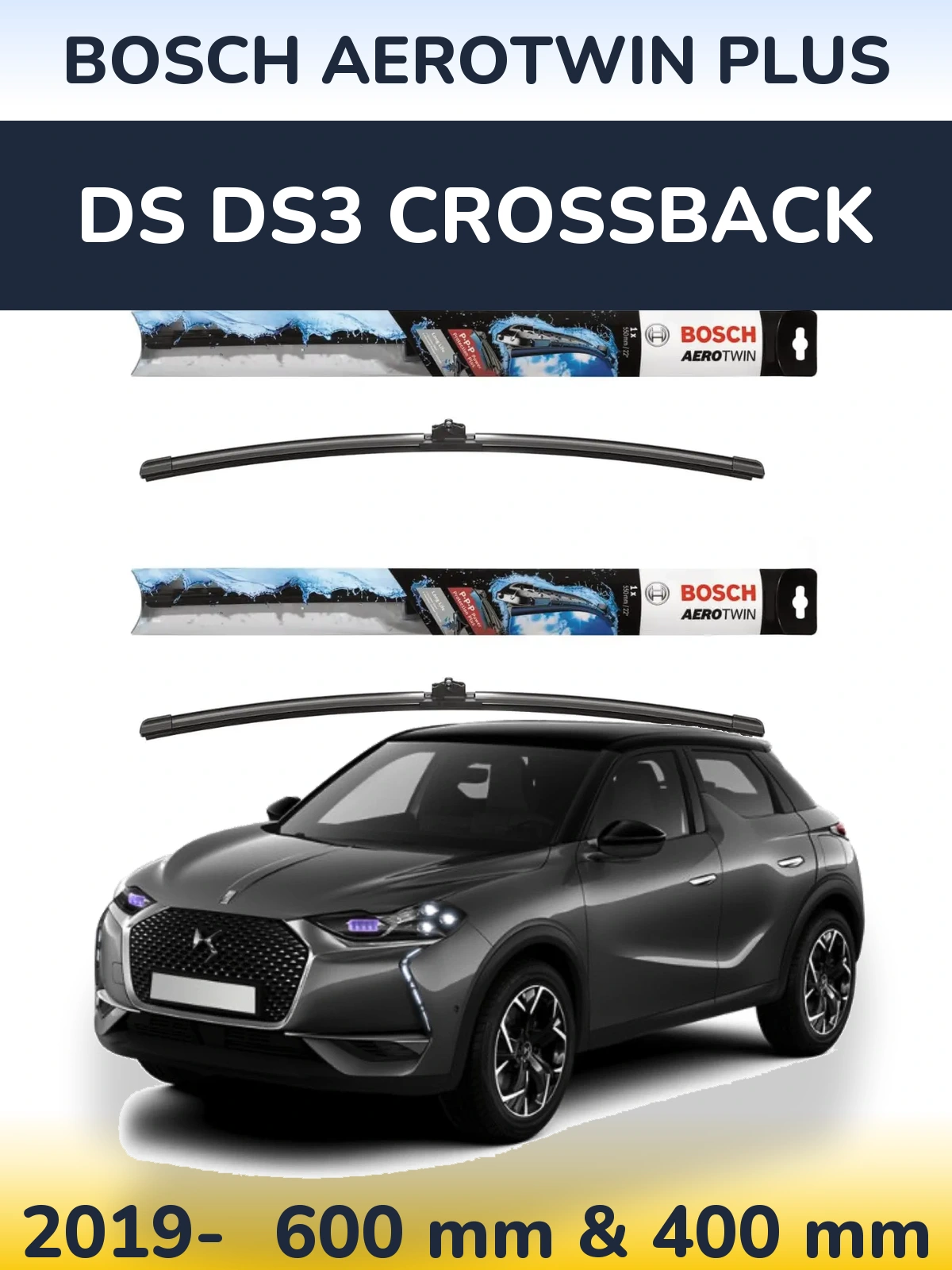Sada předních stěračů BOSCH AeroTwin Plus 600 a 400 mm pro DS DS3 Crossback 2019-2026
