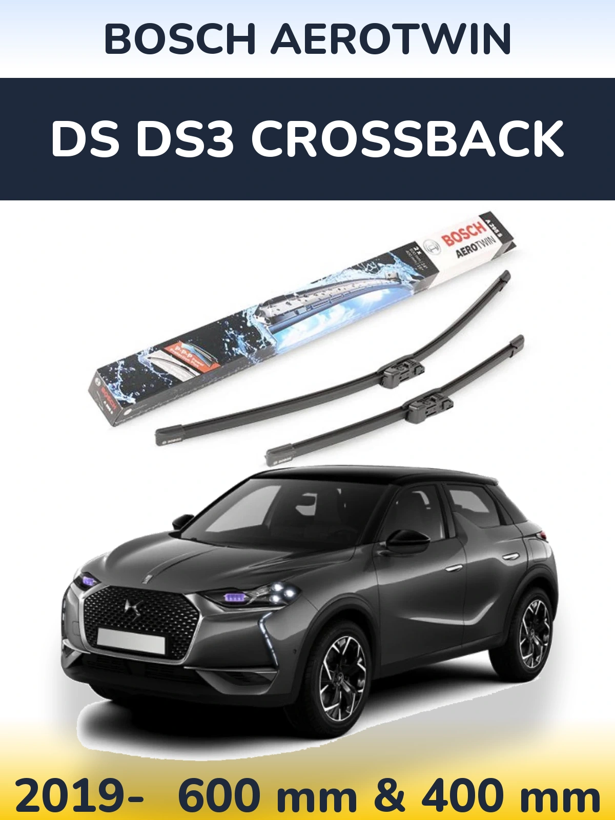 Sada předních stěračů BOSCH AeroTwin 600 a 400 mm pro DS DS3 Crossback 2019-2026
