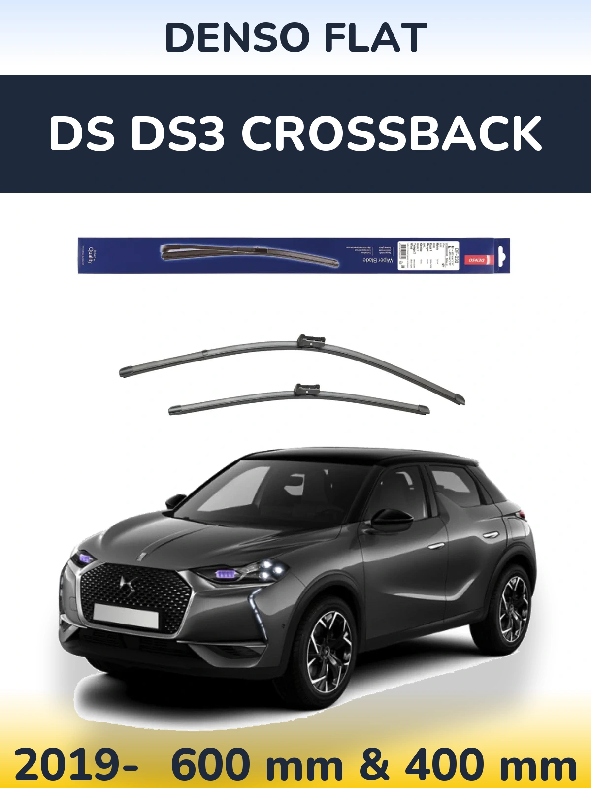 Sada předních stěračů Denso Flat 600 a 400 mm pro DS DS3 Crossback 2019-2026