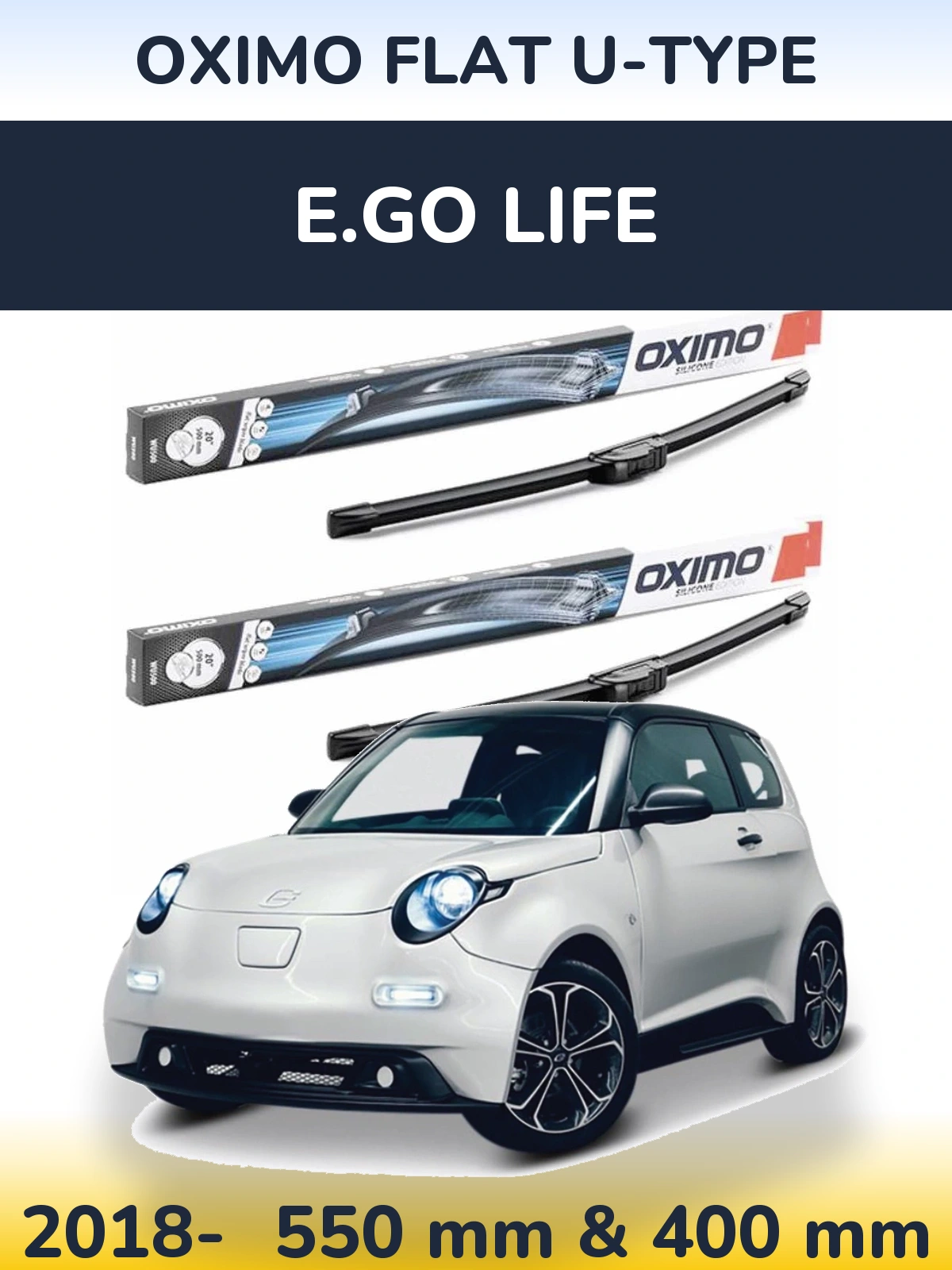 Комплект передніх щіток Oximo Flat U-type 550 & 400 мм для E.GO life 2018-2026