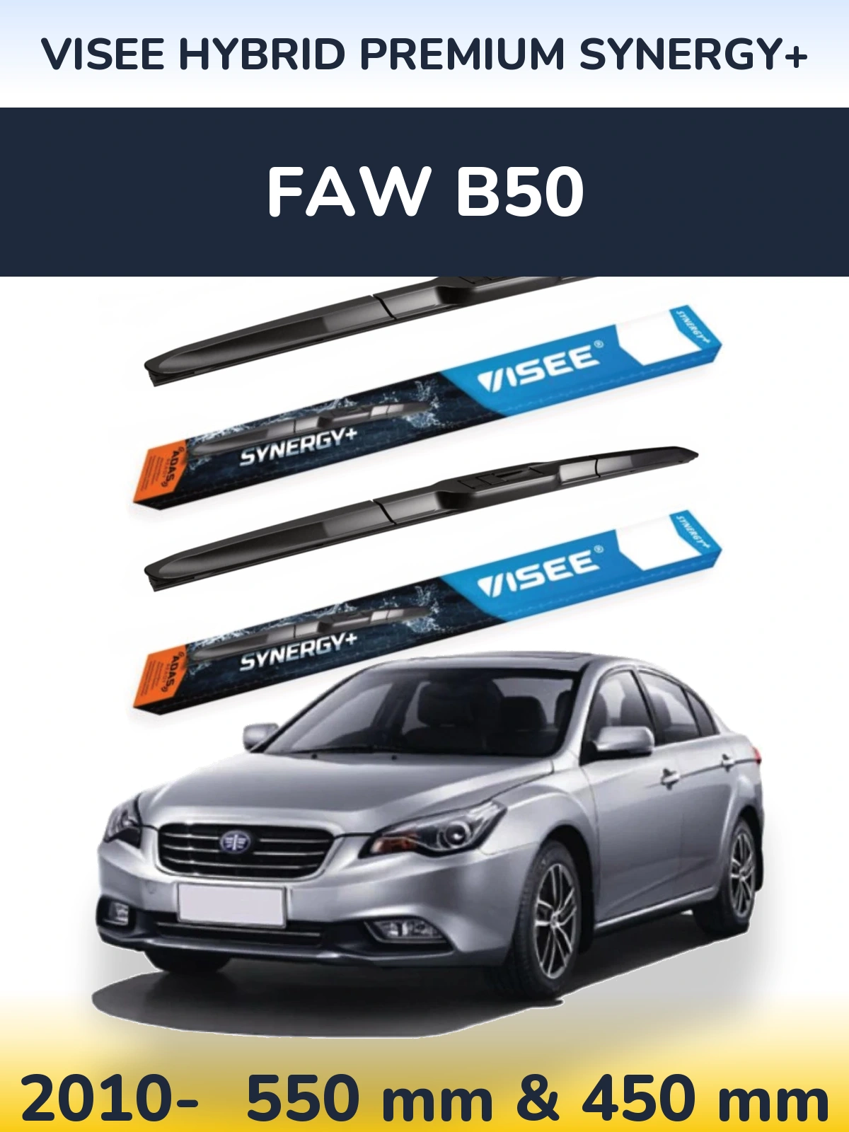 Sada předních stěračů VISEE HYBRID PREMIUM SYNERGY+ 550 a 450 mm pro FAW B50 2010-2026