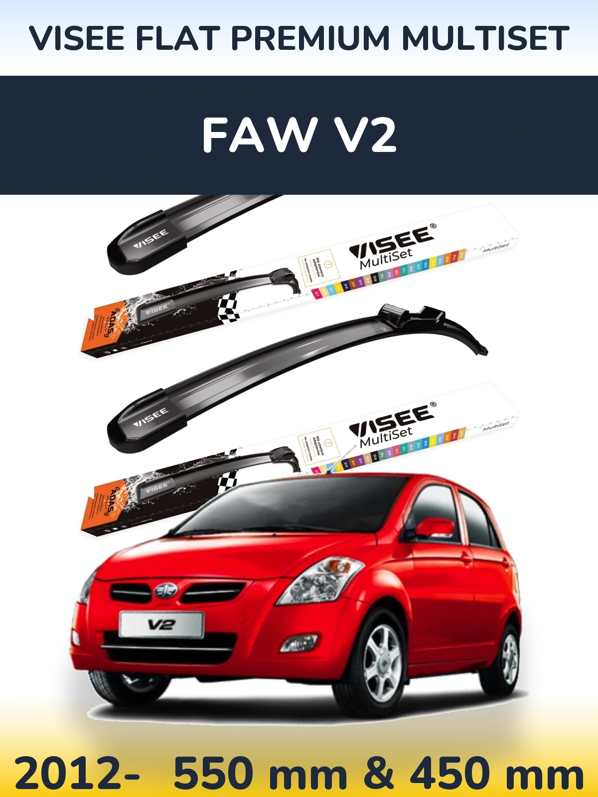 Sada předních stěračů VISEE FLAT PREMIUM MultiSet 550 a 450 mm pro FAW V2 2012-2026