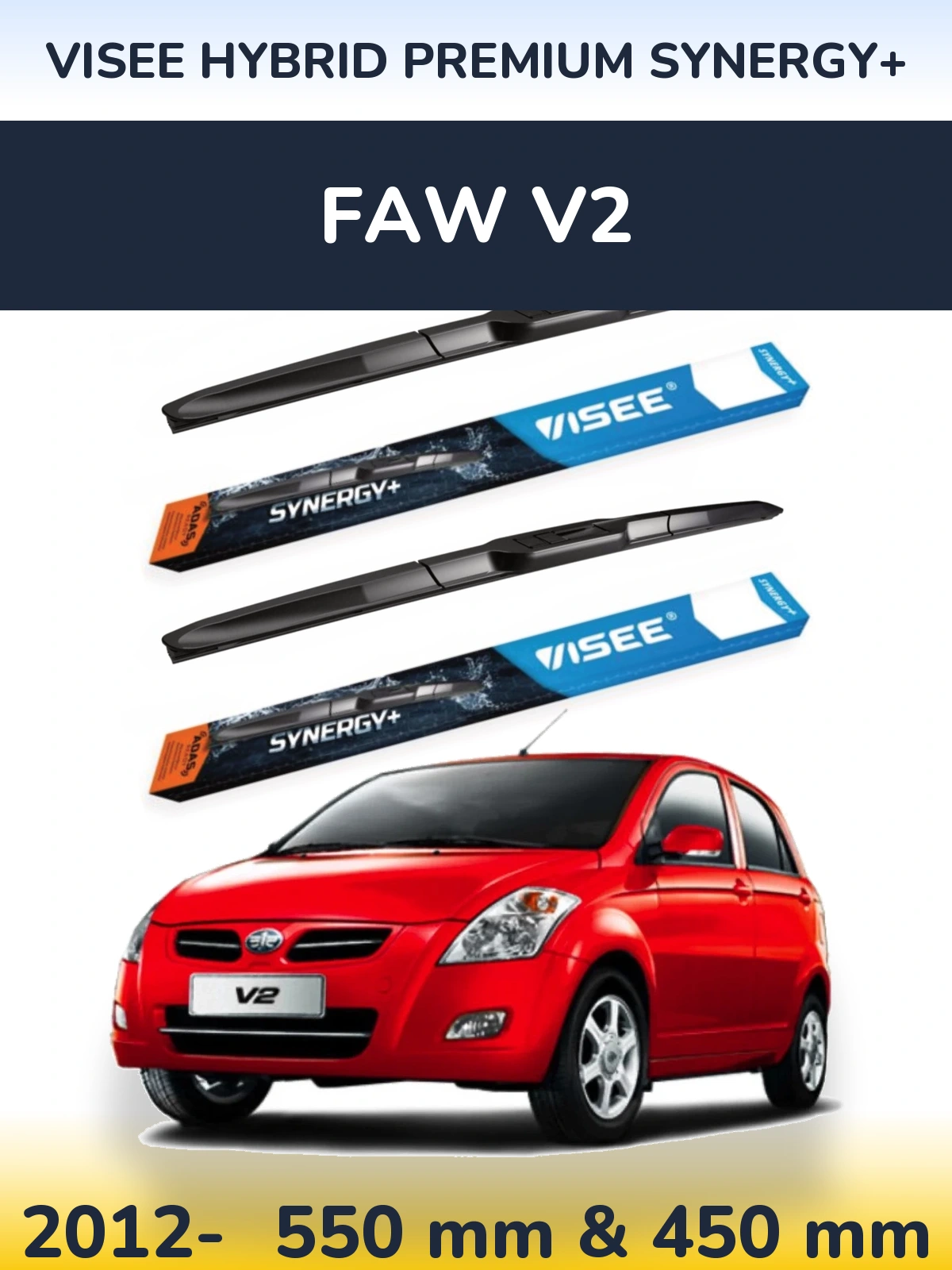 Sada předních stěračů VISEE HYBRID PREMIUM SYNERGY+ 550 a 450 mm pro FAW V2 2012-2026