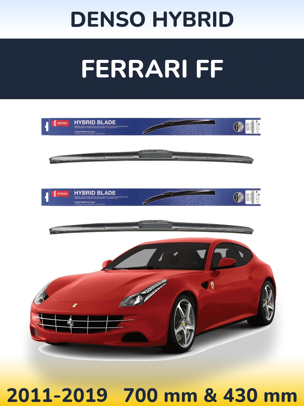 Sada předních stěračů Denso Hybrid 700 a 430 mm pro Ferrari FF 2011-2019
