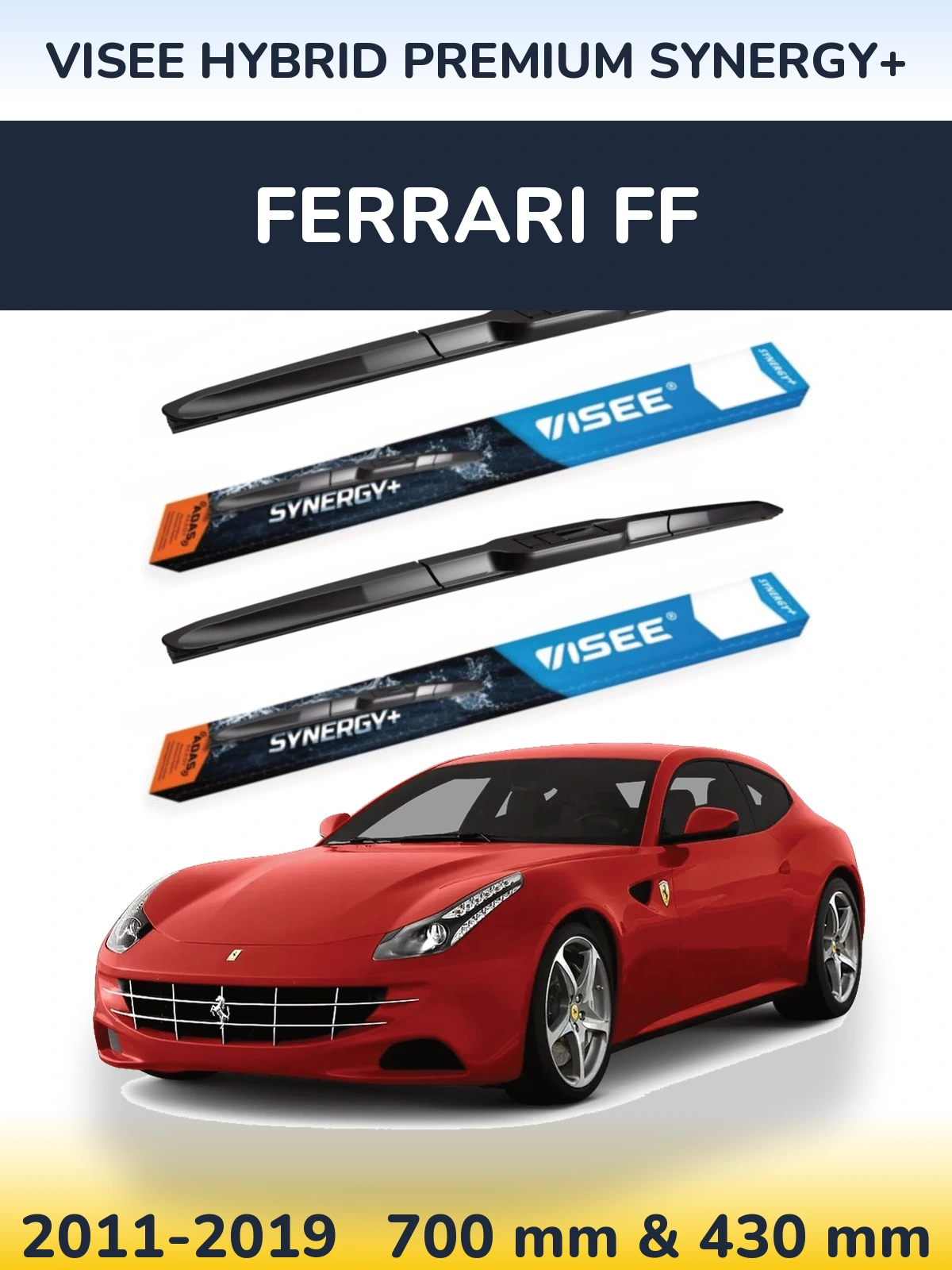 Sada předních stěračů VISEE HYBRID PREMIUM SYNERGY+ 700 a 430 mm pro Ferrari FF 2011-2019