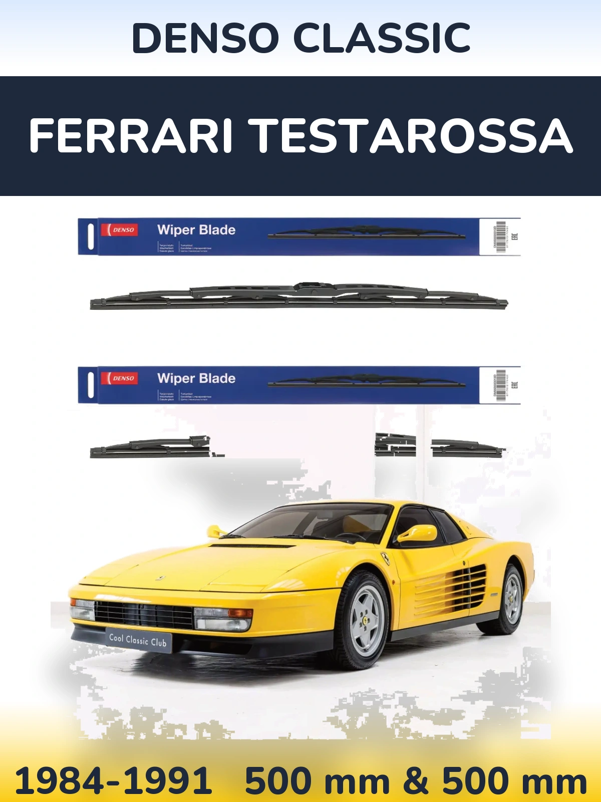 Комплект передних дворников Denso Classic 500 & 500 мм для Ferrari Testarossa 1984-1991
