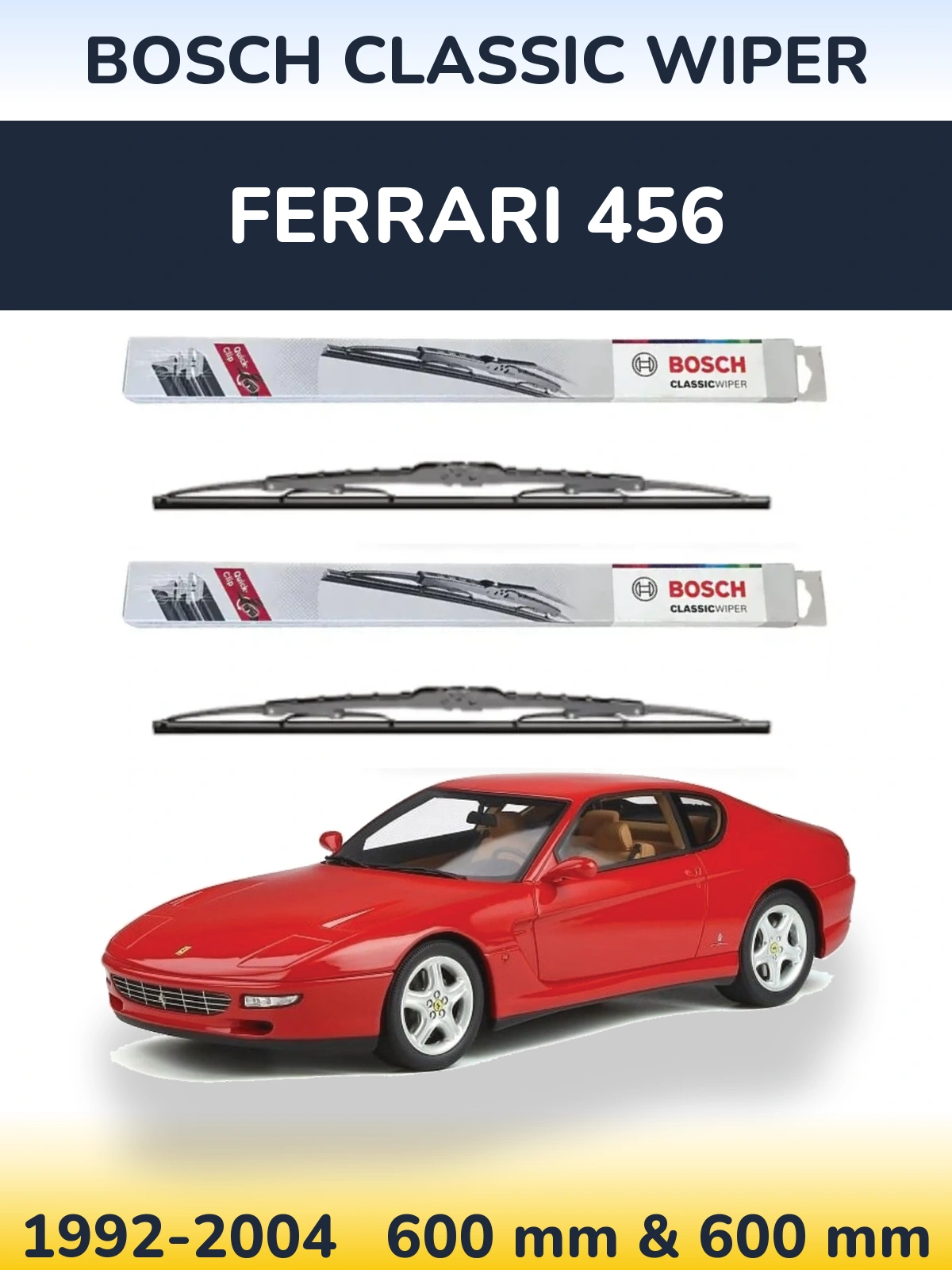 Sada předních stěračů BOSCH Classic Wiper 600 a 600 mm pro Ferrari 456 1992-2004