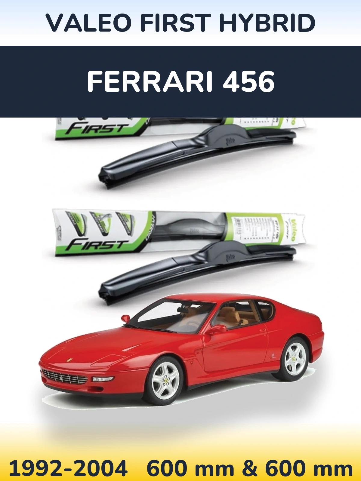 Sada předních stěračů Valeo First Hybrid 600 a 600 mm pro Ferrari 456 1992-2004